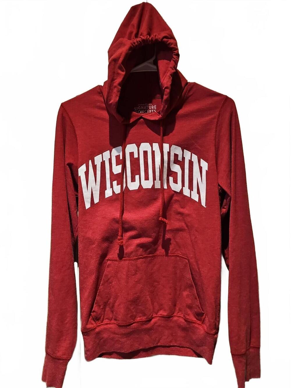 Vintage Concepts sz XS heathered red Wisconsin Badgers pullover hoodie tshirt